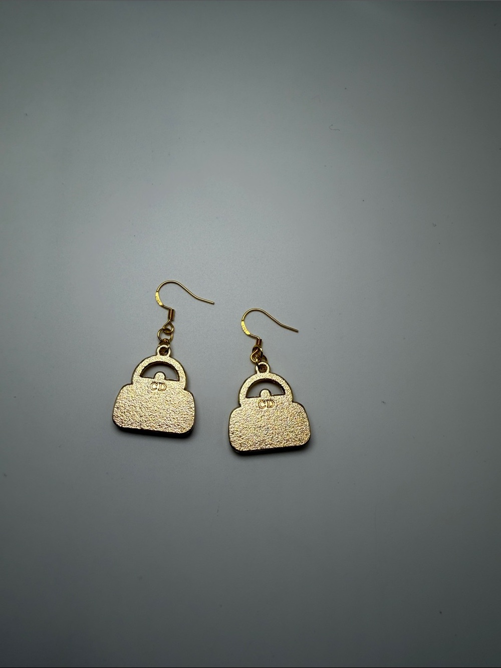 1470. Gold Handbag Charm Drop Earrings - Picture 6 of 6